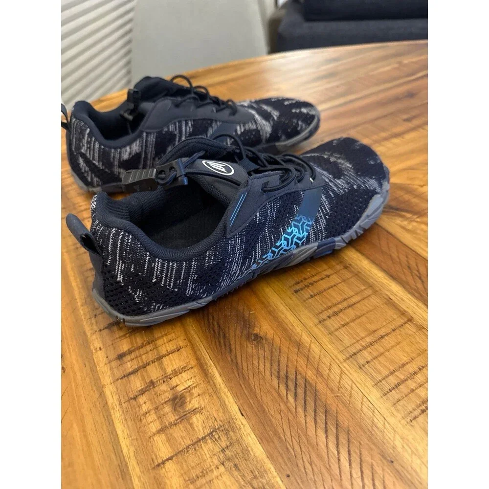 WHITIN Men’s 8 Minimalist Barefoot Trail Shoes EU 41 Black Blue Gray Wide Toe
